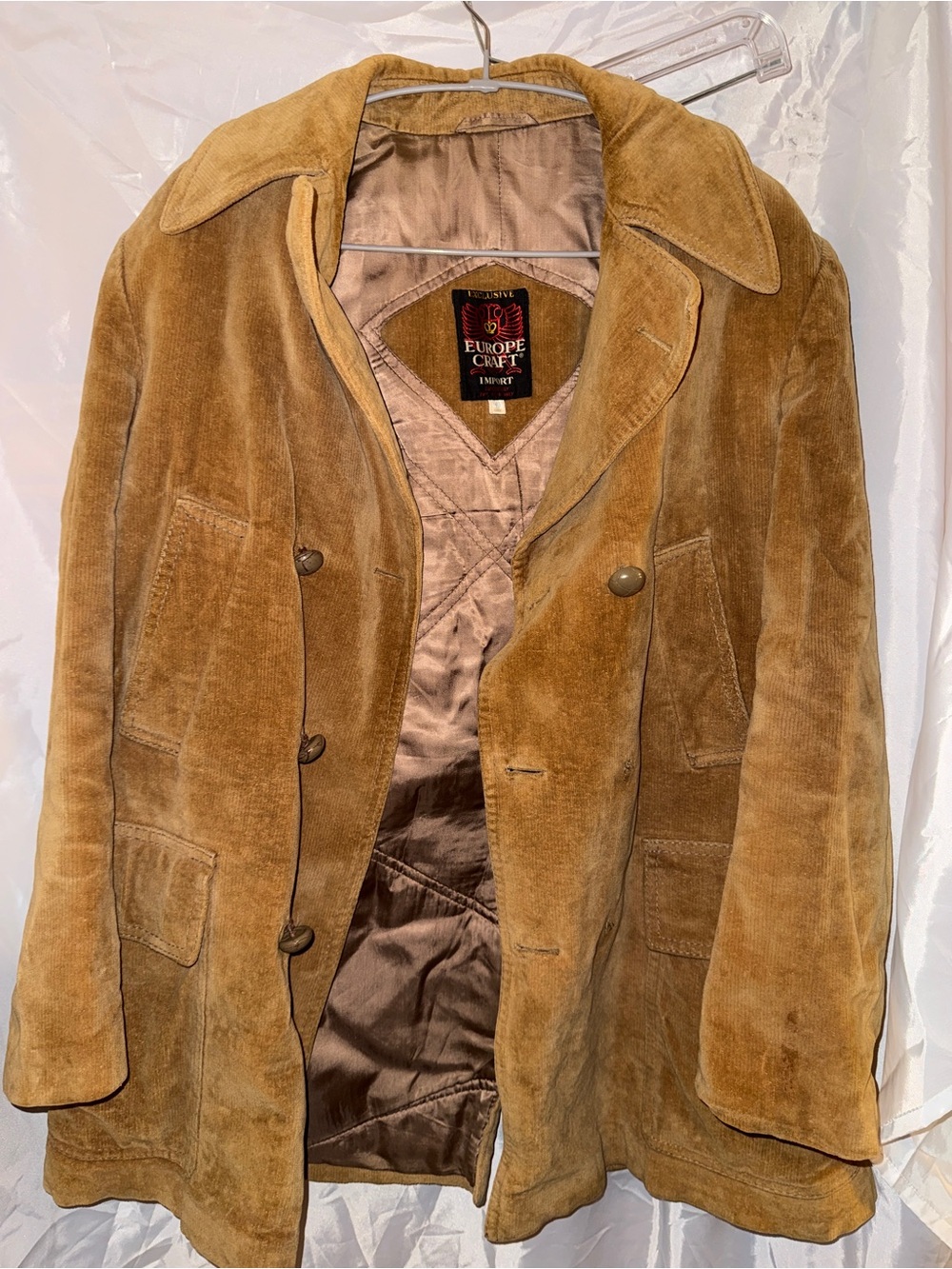 Men's Suede Peacoat in Warm Camel